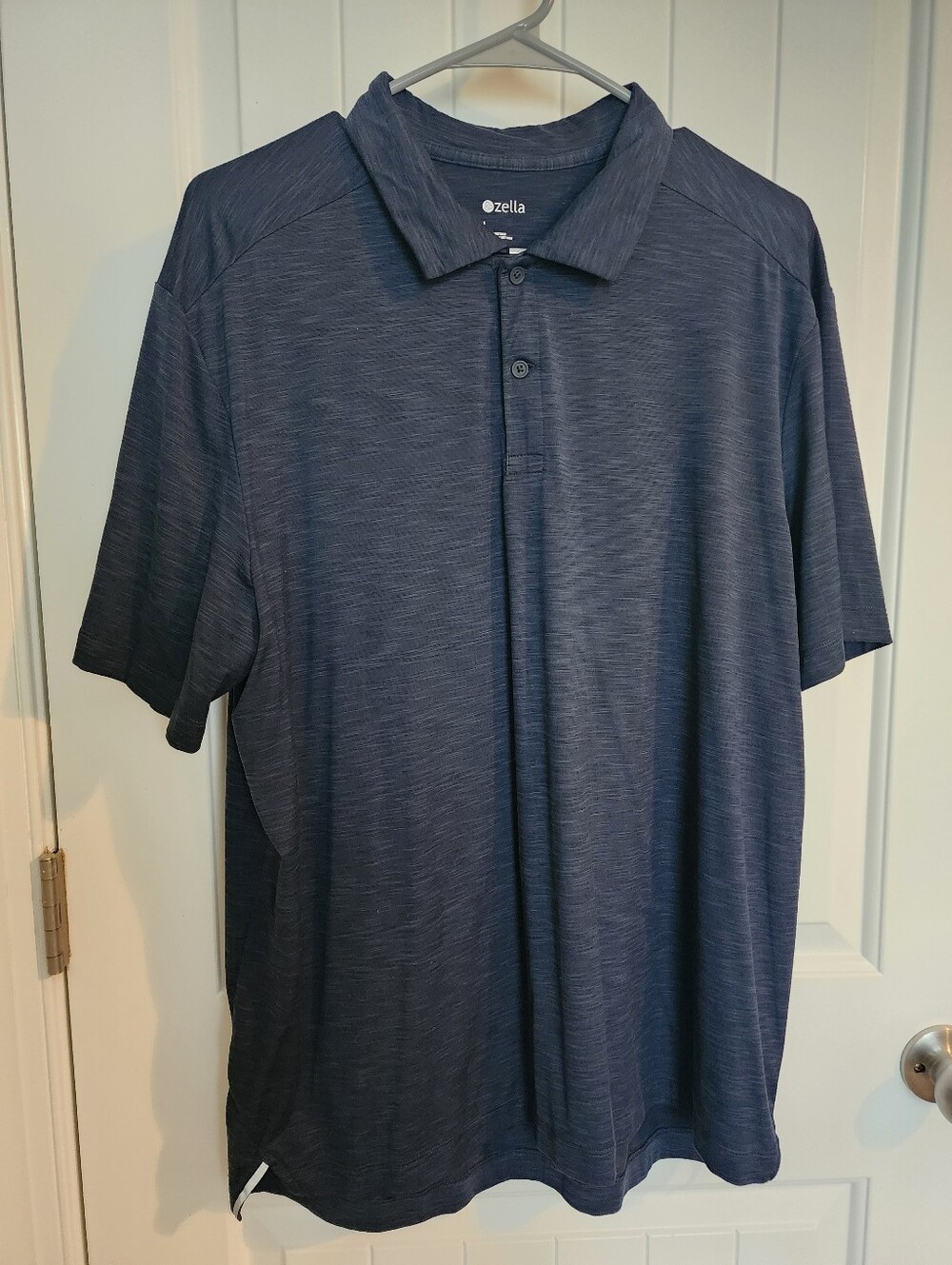 Zella Men's Heathered Navy Short-Sleeve Polo